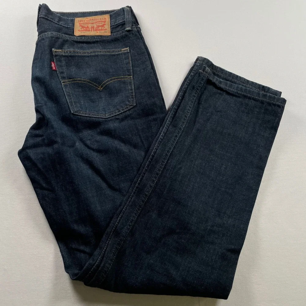 Levis 514 Straight Fit Jeans Mens 34x34 Dark Wash Indigo Denim